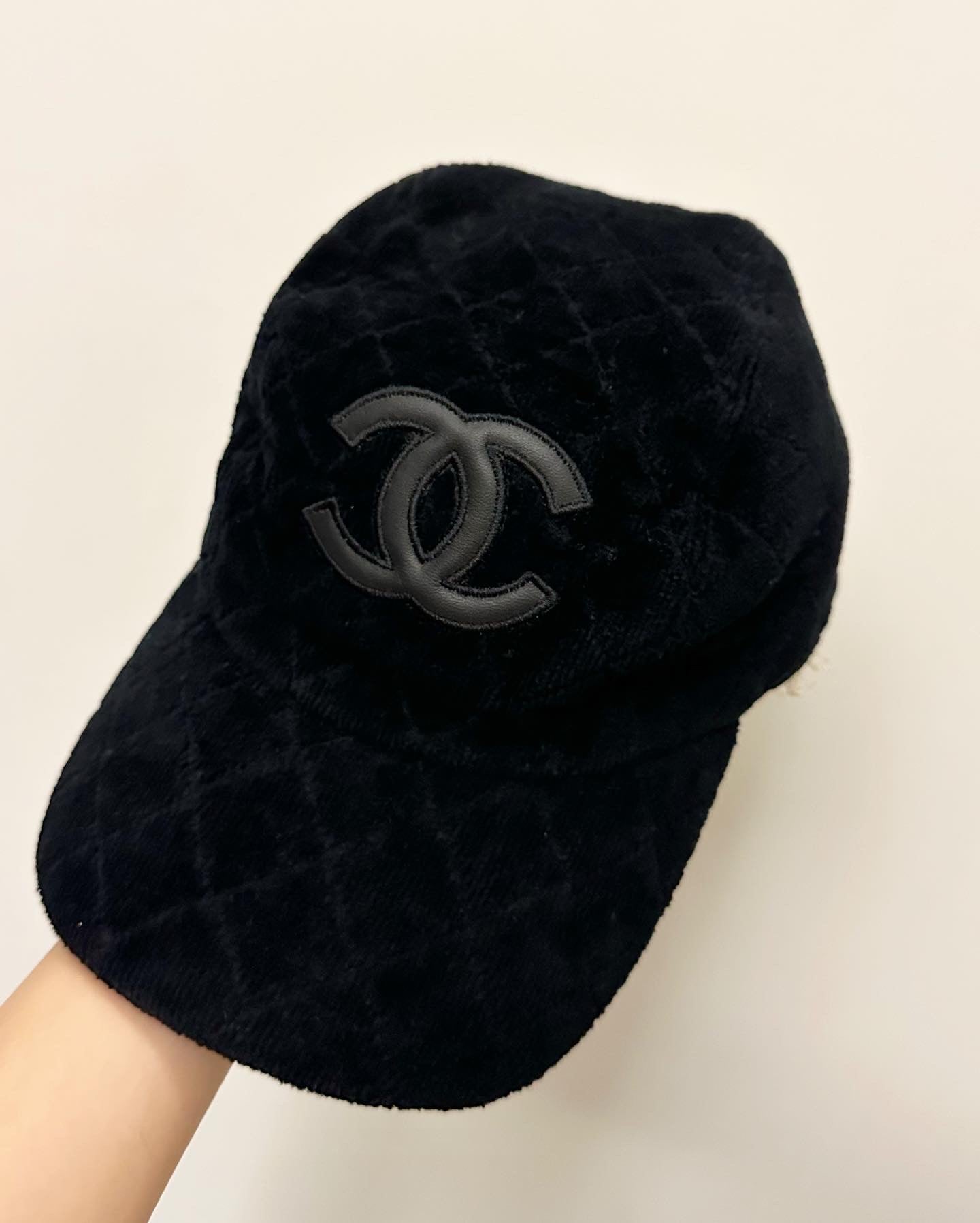 Chanel vintage hat 香奈兒黑色毛巾布棒球帽🖤