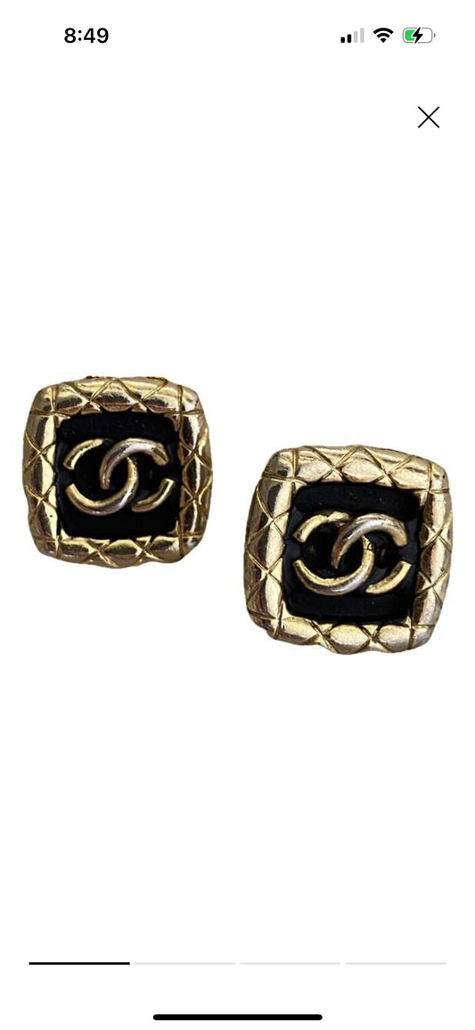 Chanel vintage earrings 方型金框 - STAY PURE