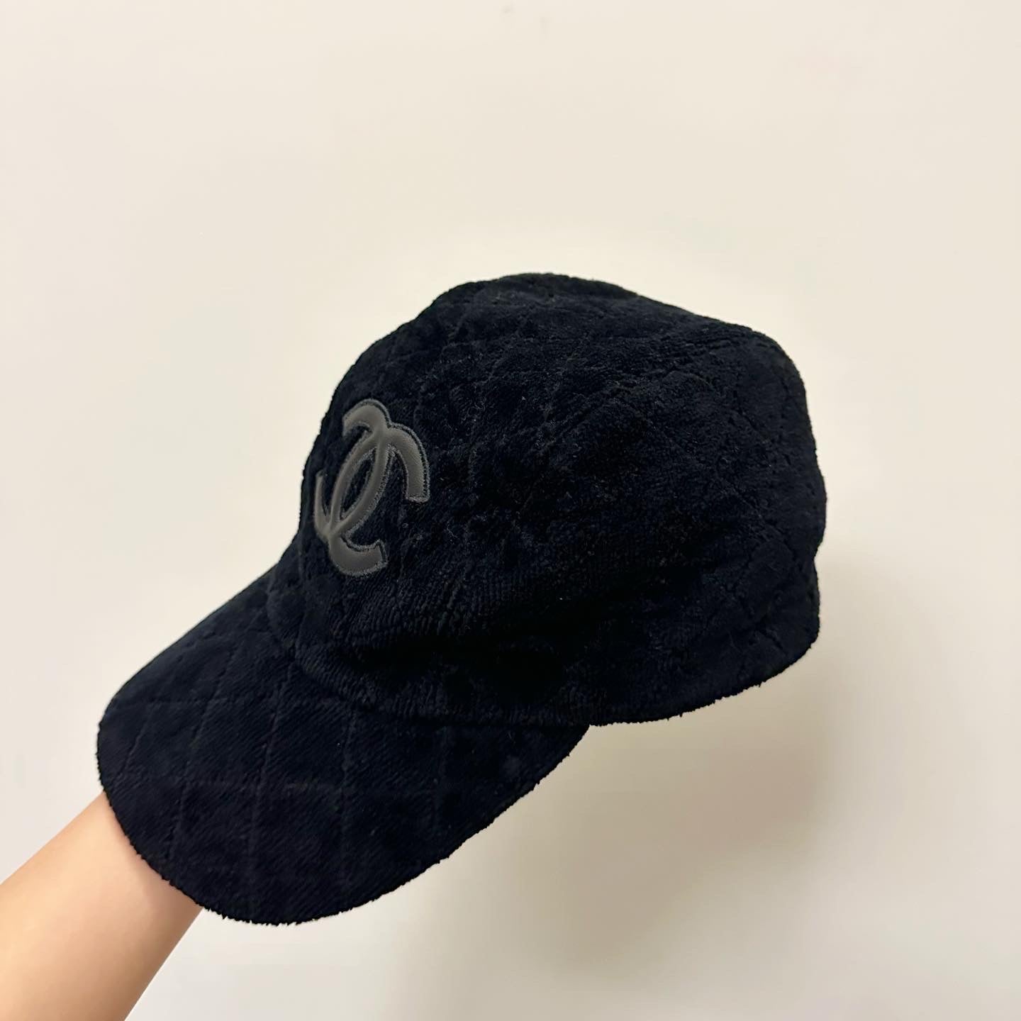 Chanel vintage hat 香奈兒黑色毛巾布棒球帽🖤