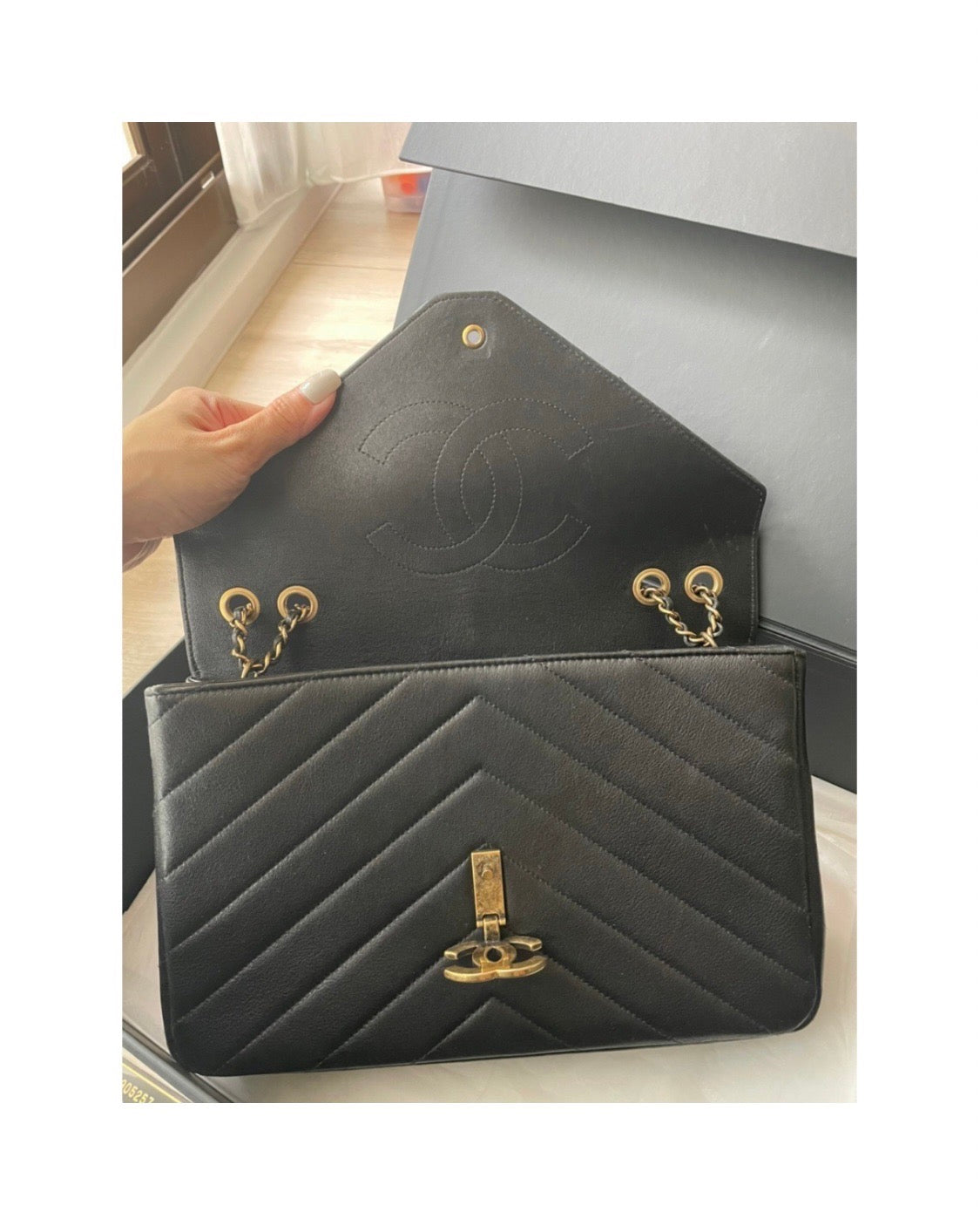 Chanel Coco Envelope Flap Bag 黑金山形紋雙鏈信封包 - STAY PURE