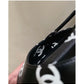 Chanel Black White-printed Lambskin CC Logo Ankle Strap Block Heel Sandal 黑底白字小羊皮雙C Logo綁帶低跟拖 - STAY PURE