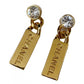Chanel Crystal Tag Drop Earrings Gold 水晶耳環 - STAY PURE